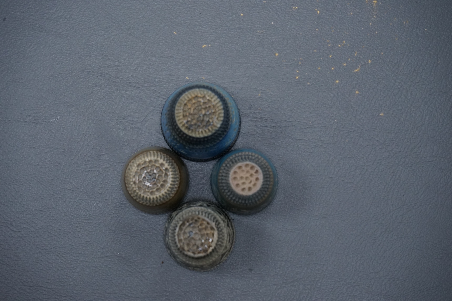 Guy Sydenham (1916-2005), four thimbles, made for the potter’s sister-in-law Doris, tallest 3cm